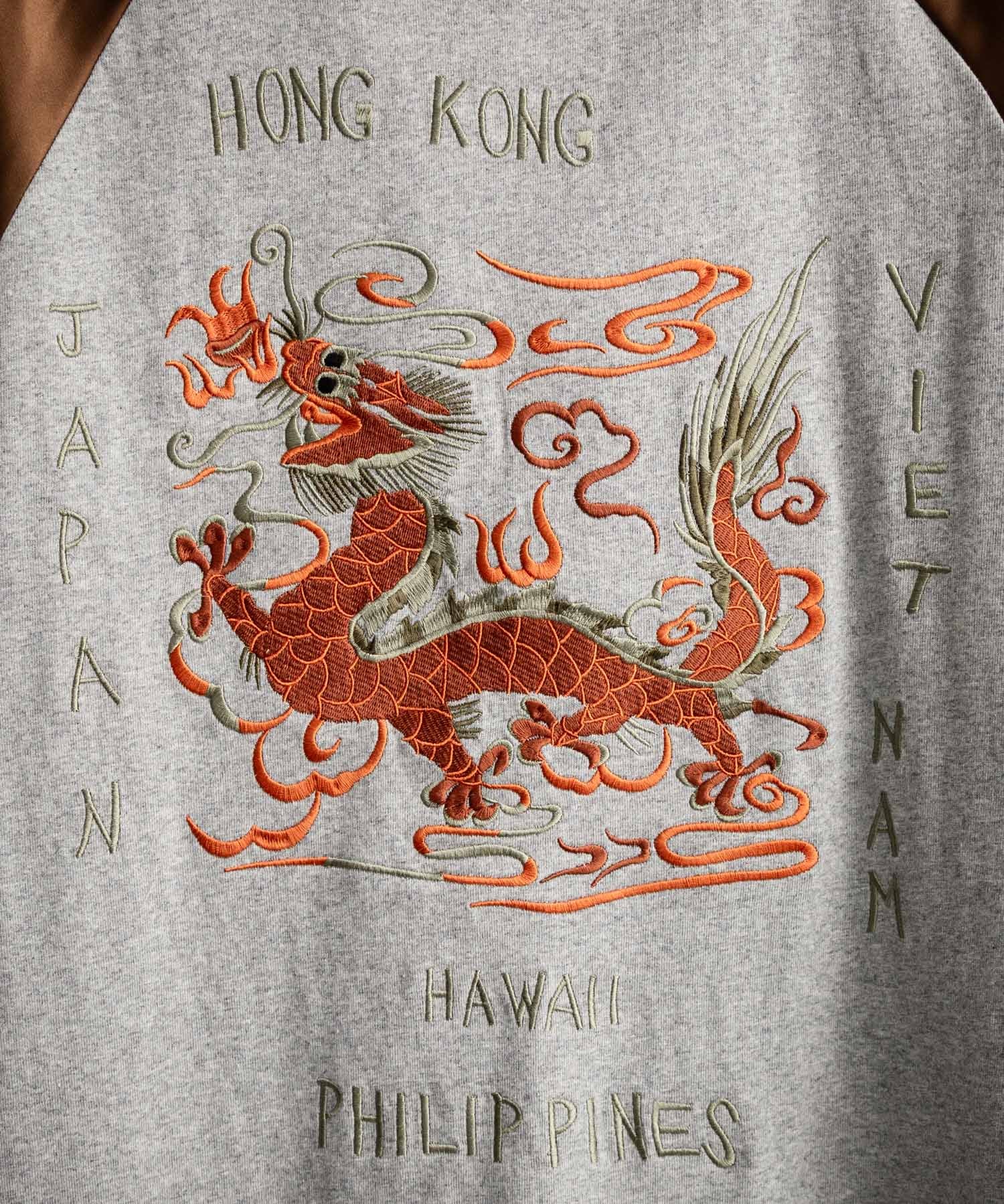 KRIFF MAYER クリフメイヤー スーベニア龍刺繍スカジャンTシャツ/リブラインラグランカットソー 2547202 15867