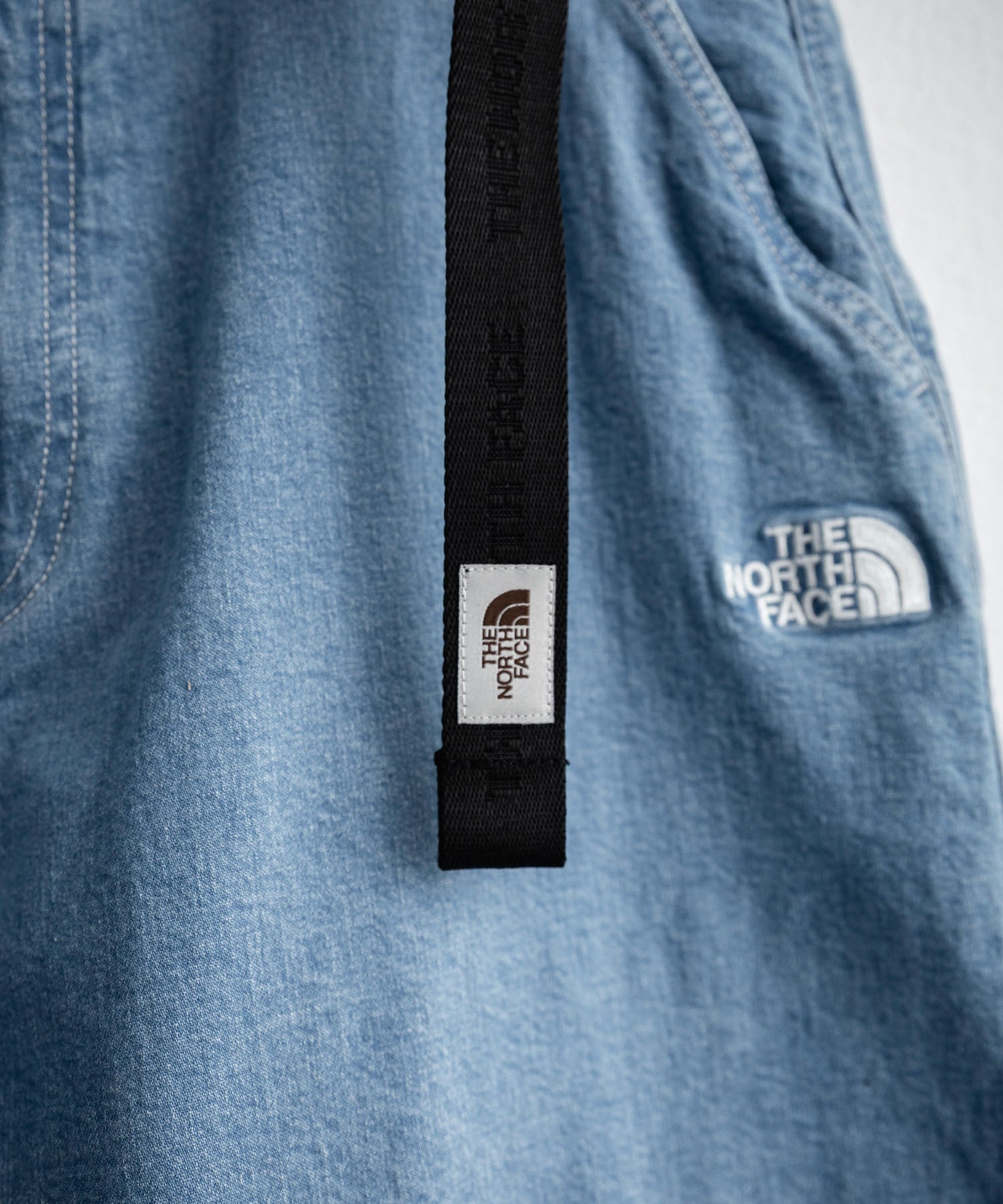 THE NORTH FACE WHITE LABEL BRIS DENIM SHORTS ロゴ刺繍ワイドデニムイージーショートパンツ 16164