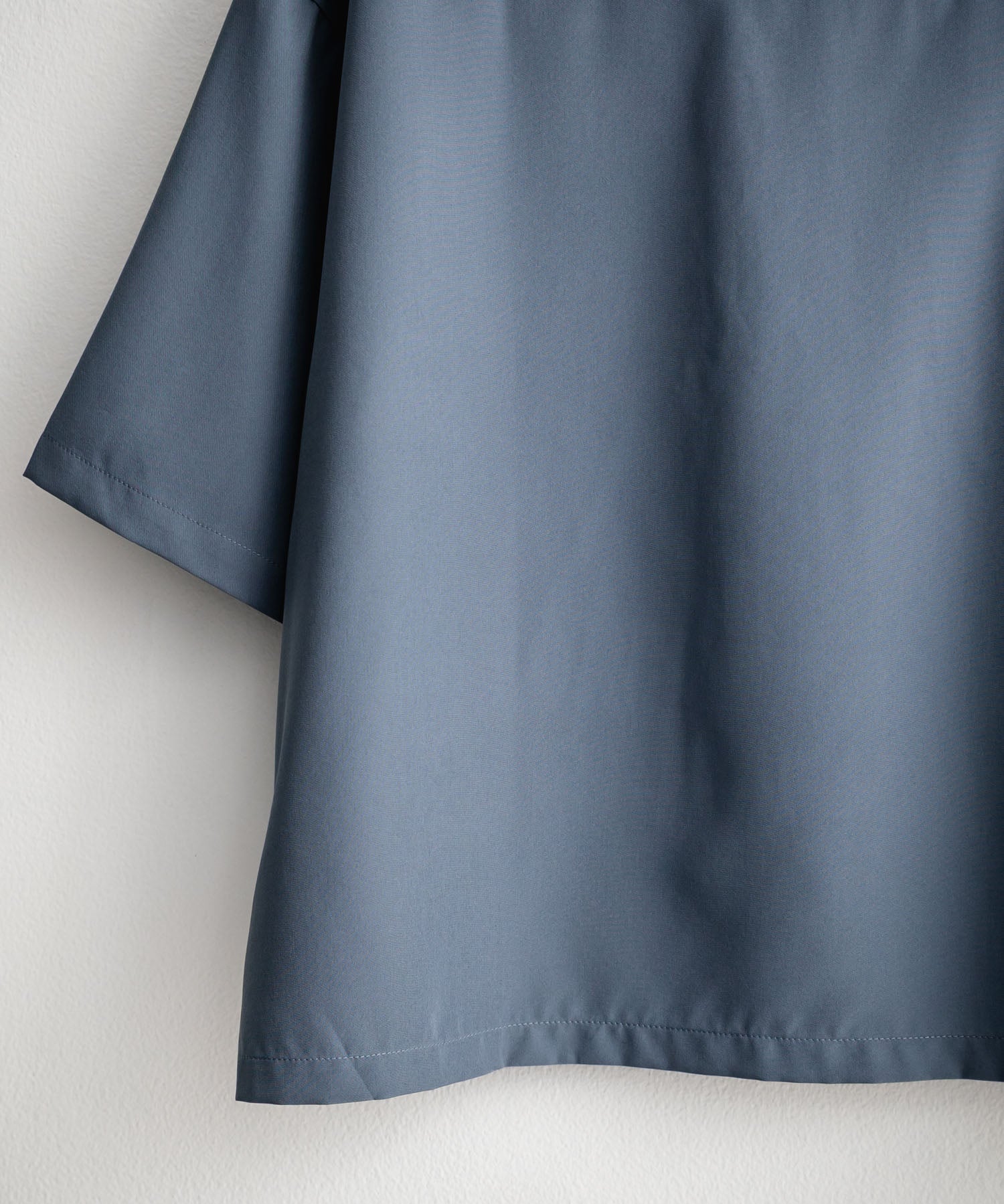 接触冷感 オーバーサイズとろみショート丈半袖シャツ/短丈ハーフスリーブシャツ 15366