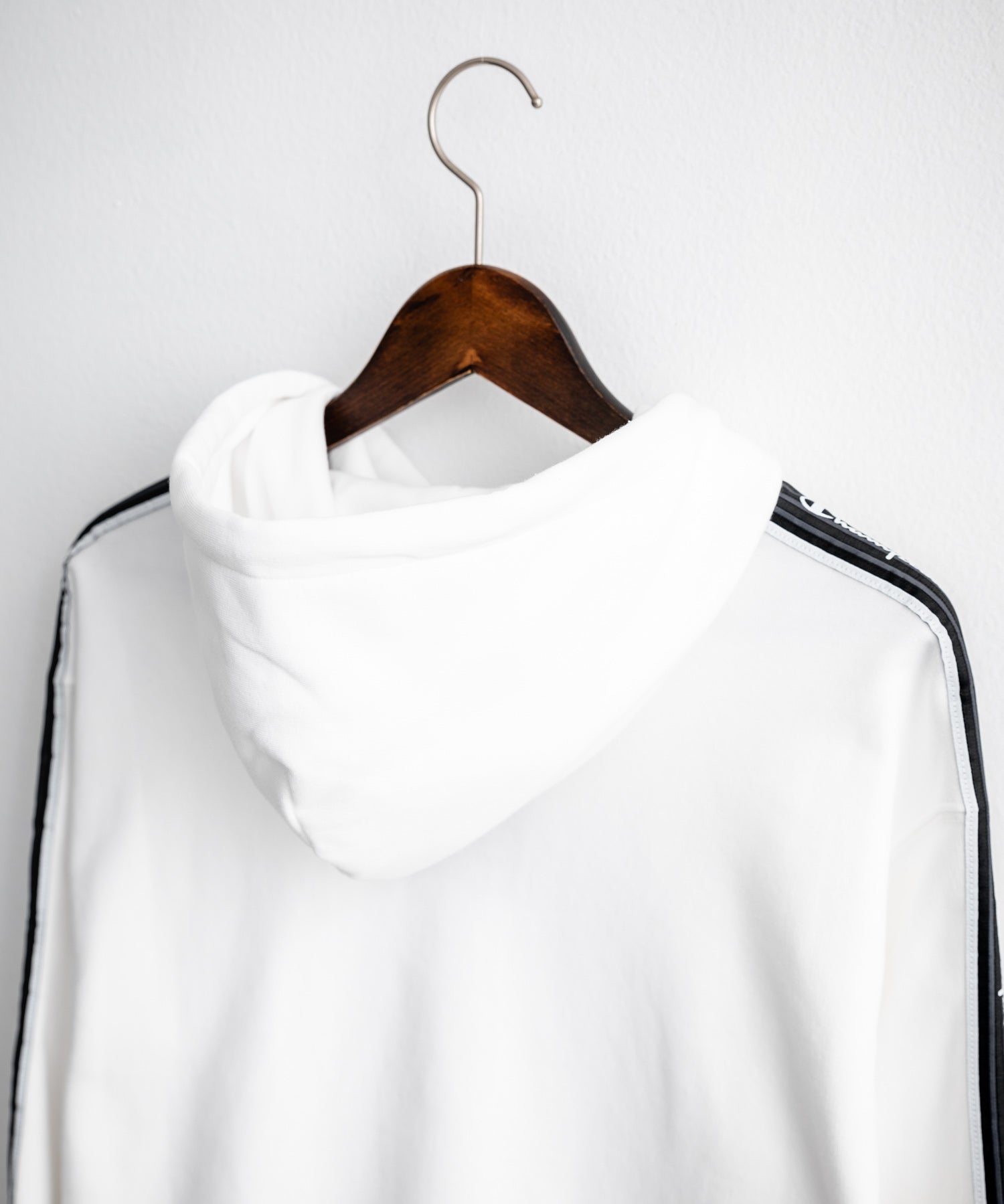 Champion チャンピオン オーバーサイズ袖ラインロゴ裏毛プルオーバーパーカー Mens Hooded Sweatshirt