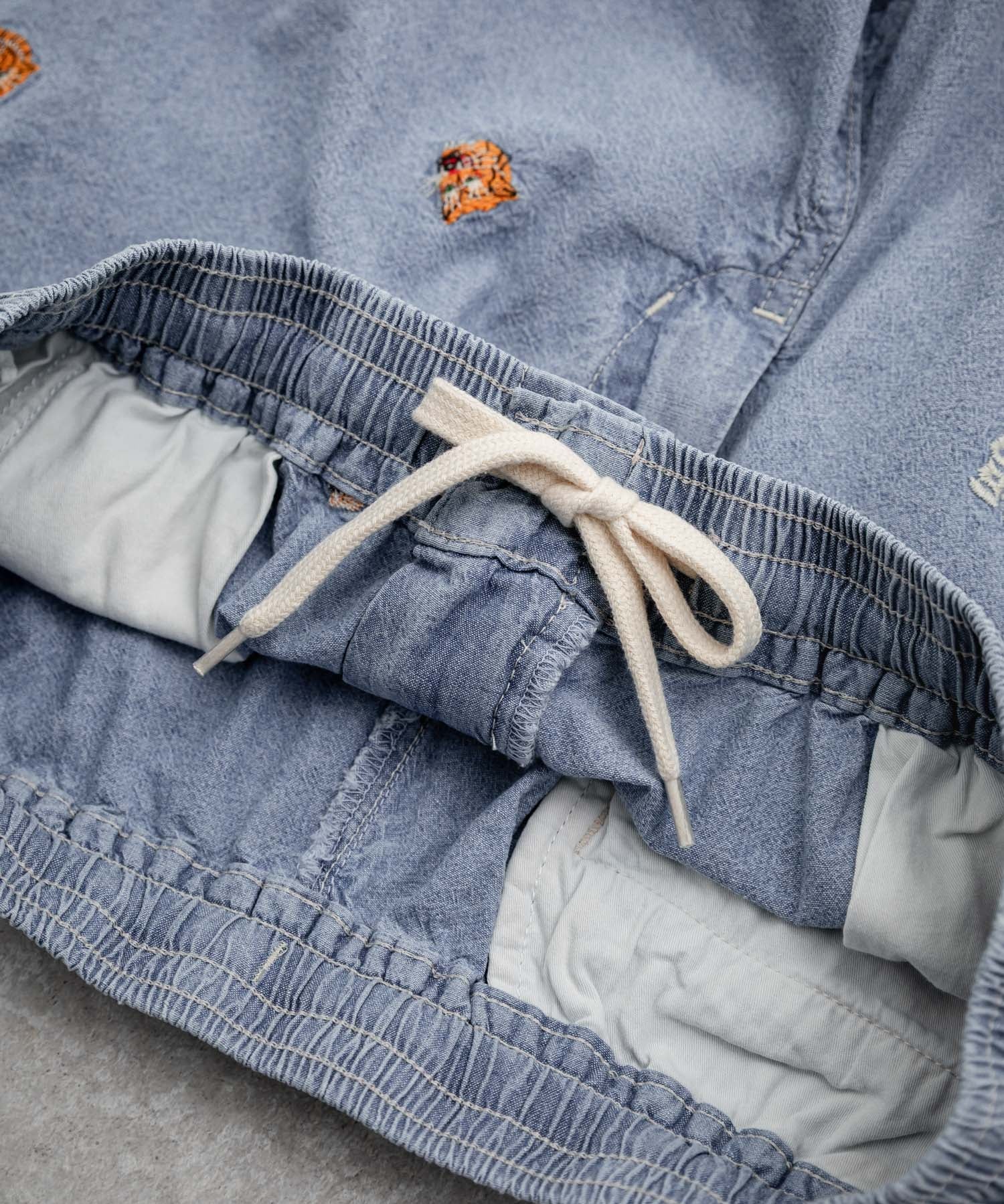 HOUSTON CHAMBRAY ALLOVER EMB EASY SHORTS シャンブレー総柄刺繍イージーショートパンツ 16180