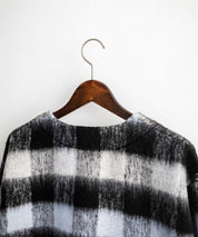 Upscape Audience アップスケープオーディエンス 日本製 国産 ECOLANA オーバーサイズシャギーチェックノーカラージャケット AUD7339 14897