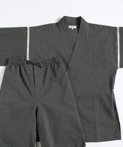 しじら織り甚平 上下セット 無地/ストライプ 14156