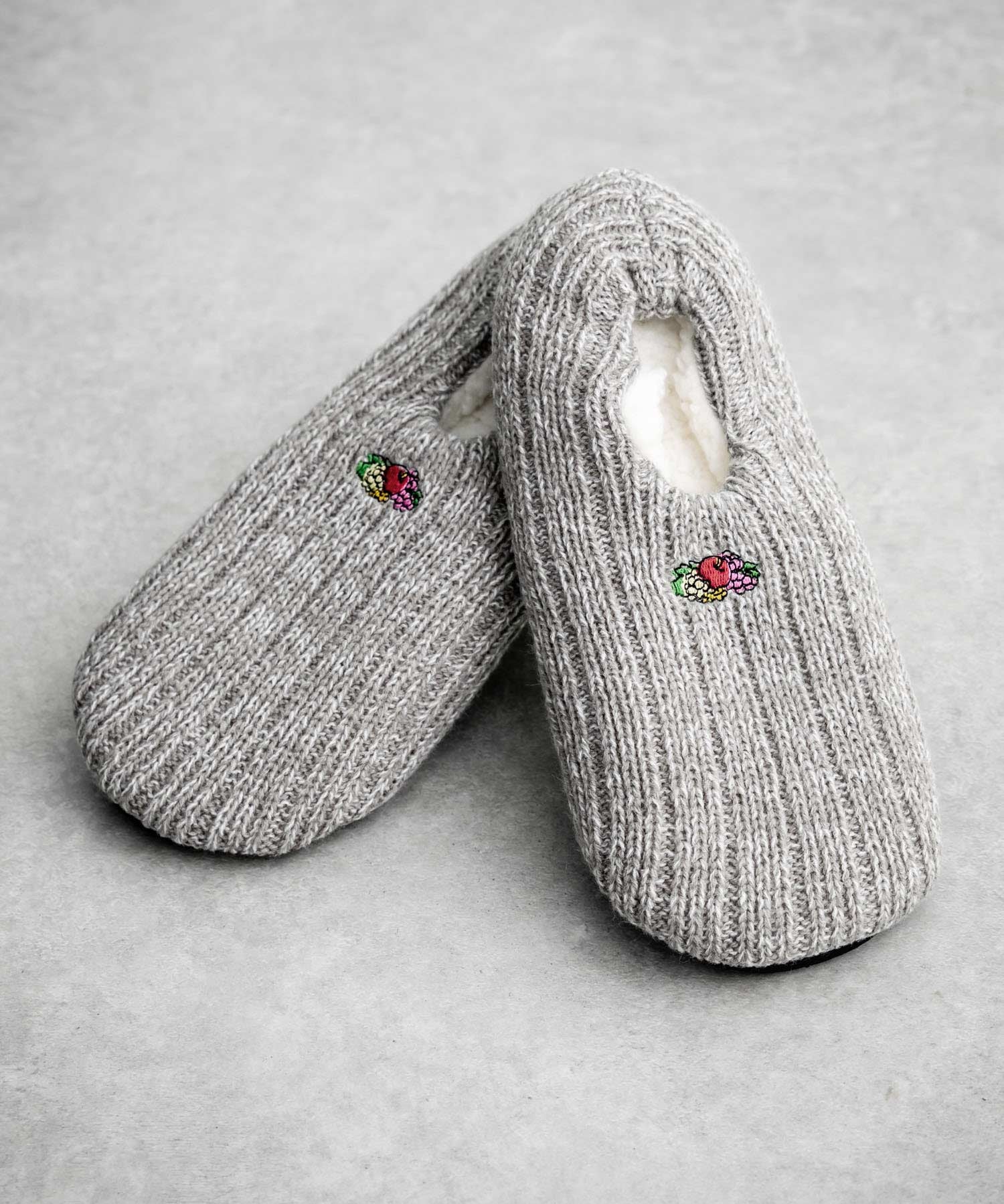 FRUIT OF THE LOOM フルーツオブザルーム 裏ボア刺繍スリッパ/ワンポイントロゴニット室内用スリッパ 15460