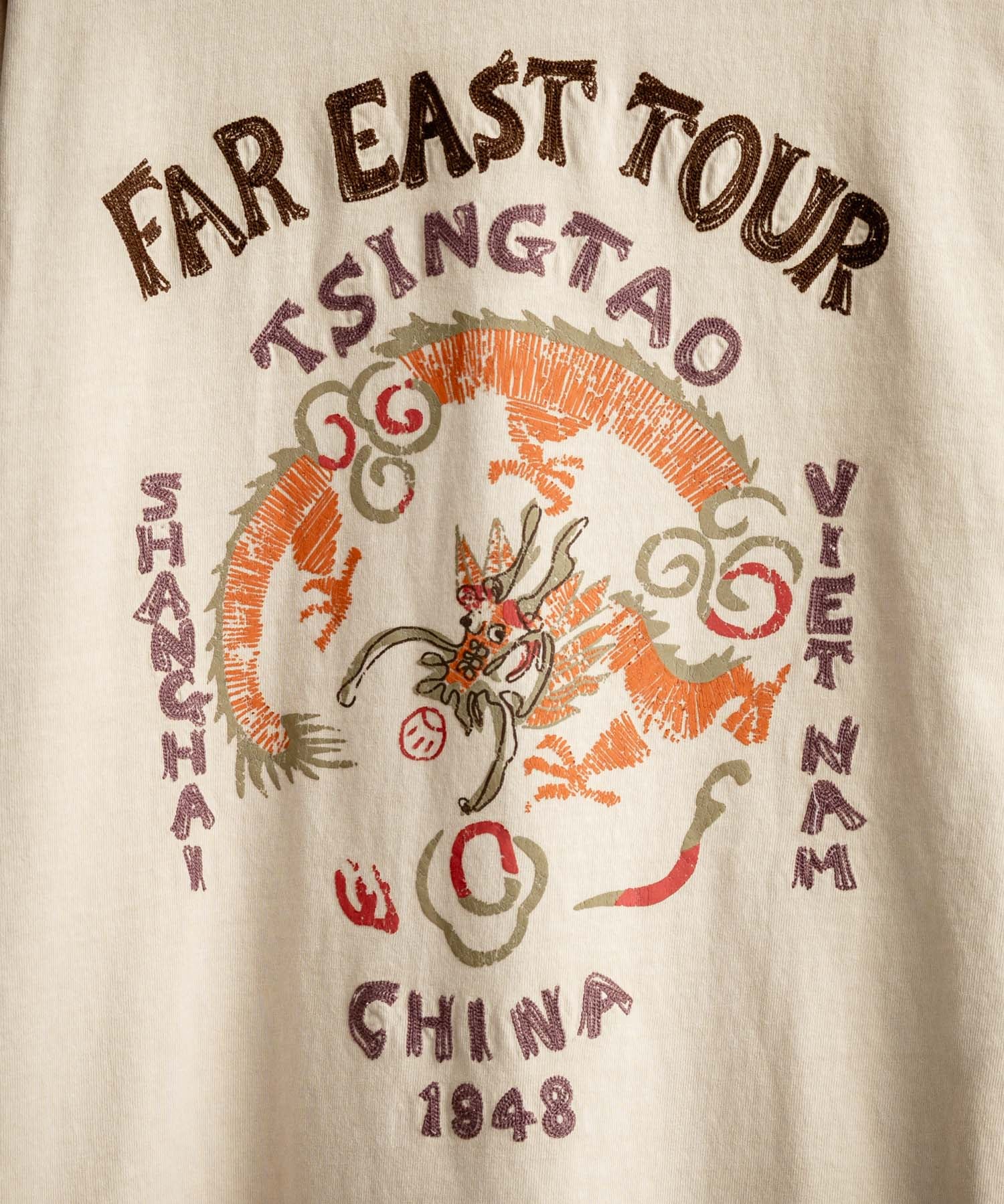 KRIFF MAYER クリフメイヤー オーバーサイズスーベニア刺繍クルーネック長袖Tシャツ(龍) /ロンT 2537202 15602