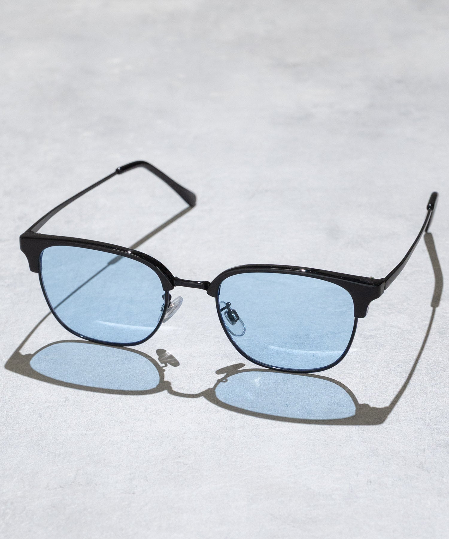 サーモントブローウェリントン型カラーレンズメタルフレームUVカット