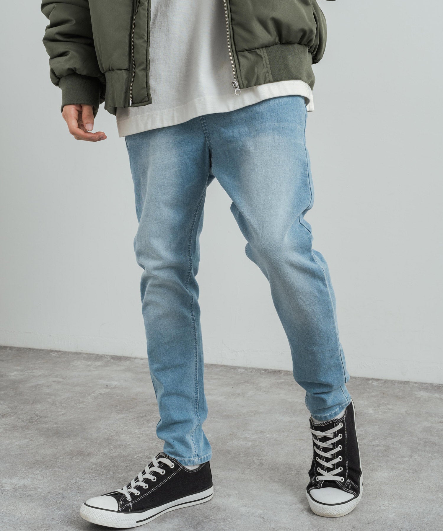 ストレッチデニム テーパードスキニーサルエルパンツ 12275