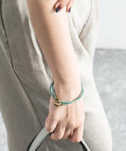 プレート リング チャーム 本革ブレスレット 9569