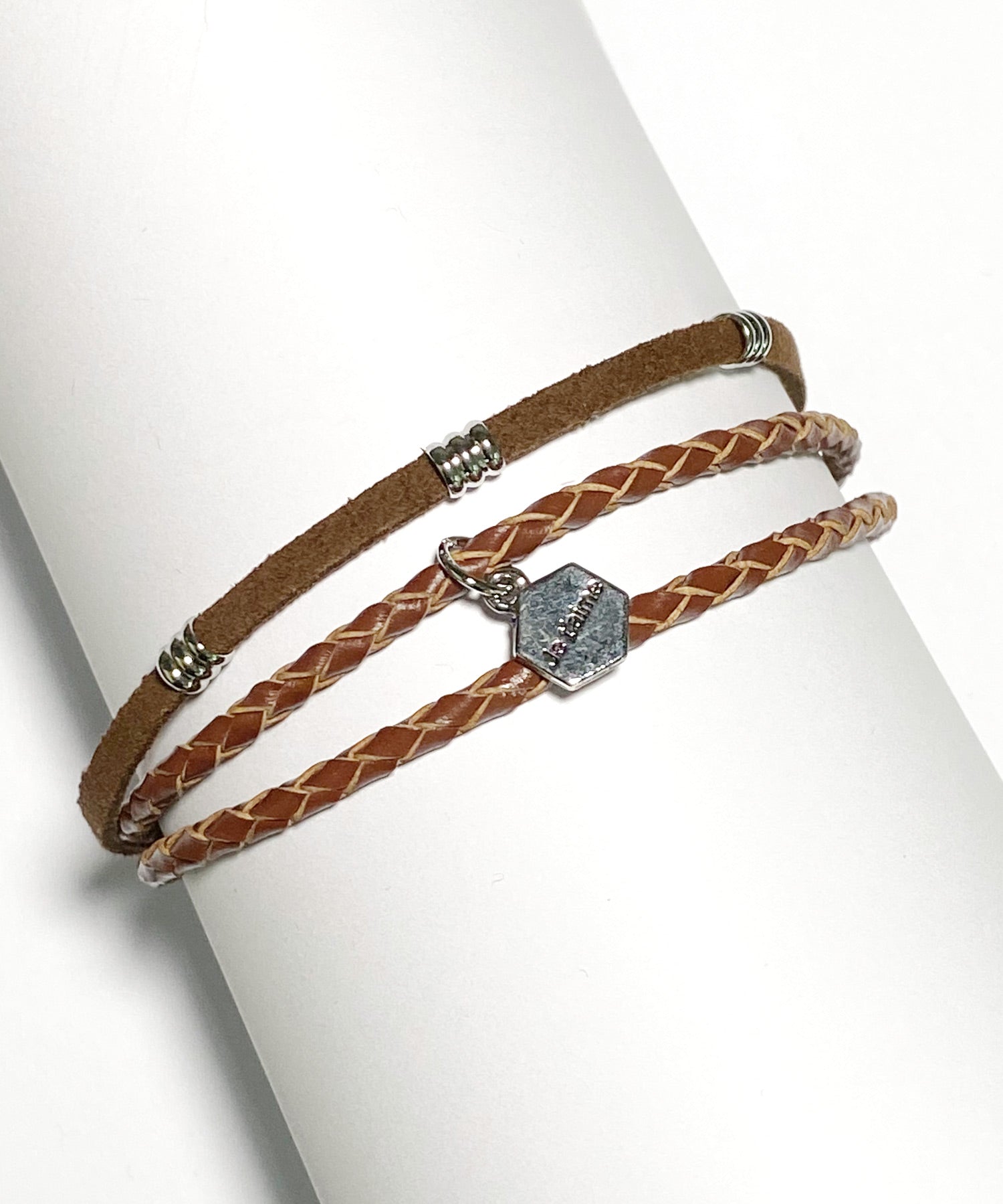 プレート リング チャーム 本革ブレスレット 9569