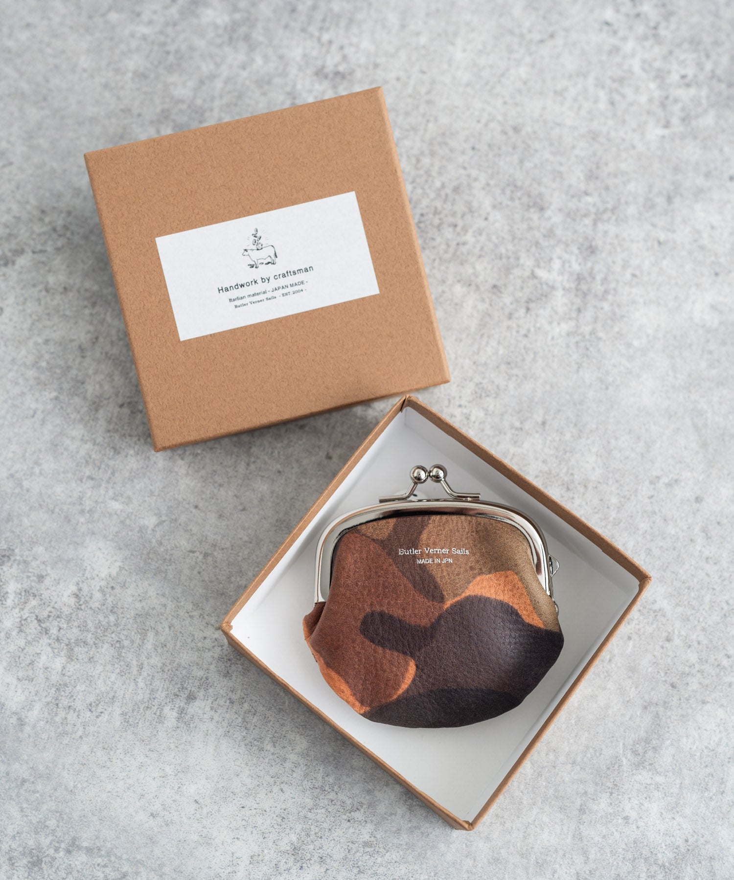Butler Verner Sails バトラーバーナーセイルズ 日本製 国産迷彩イタリアンレザーがま口小銭入れ JW-2555 11044