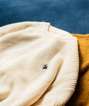 U.S. POLO ASSN. ユーエスポロアッスン 別注コラボ オーバーサイズワンポイントロゴ刺繍畦編みクルーネック長袖ニットセーター 14768