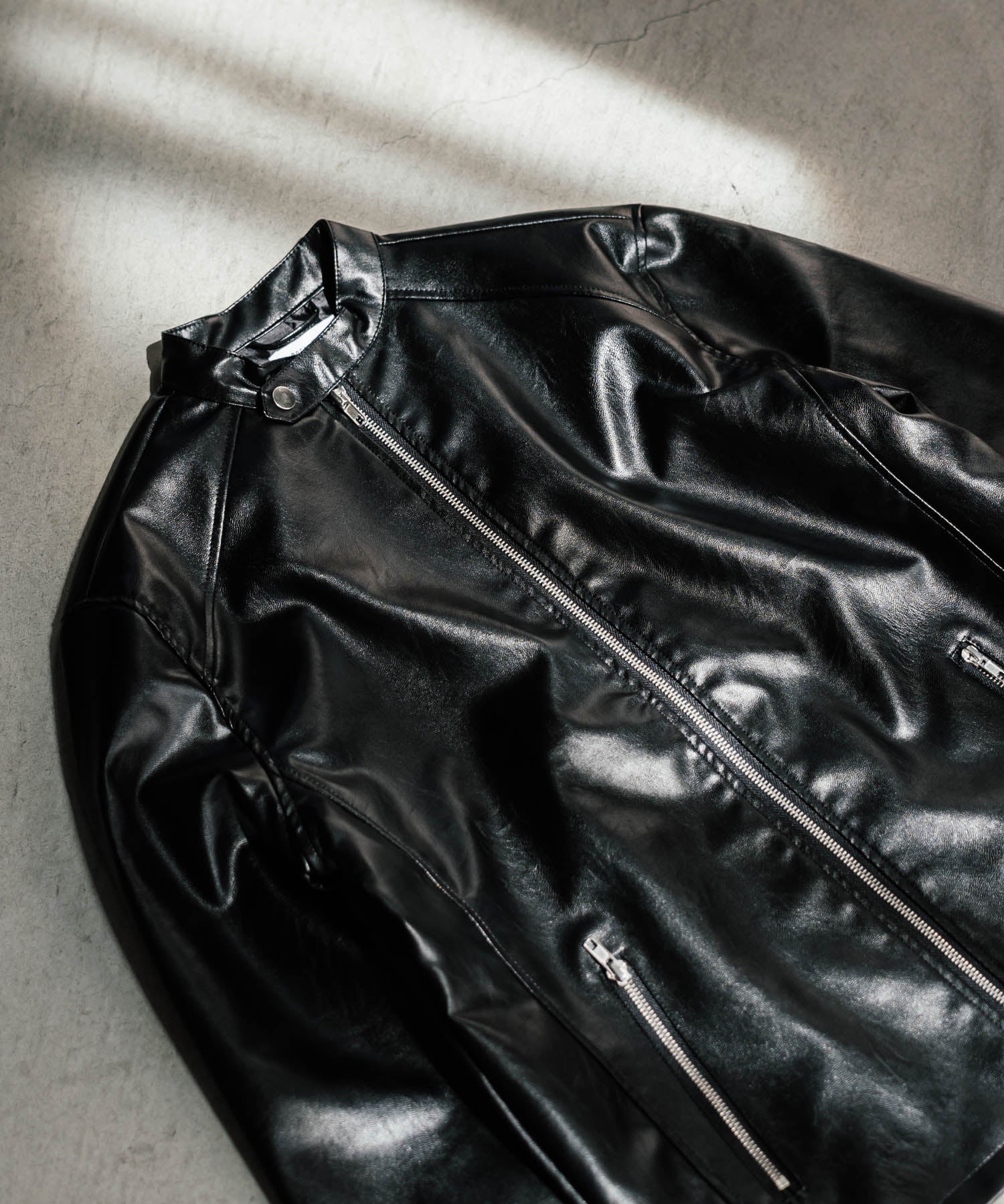 PUレザーシングルライダースジャケット　14681