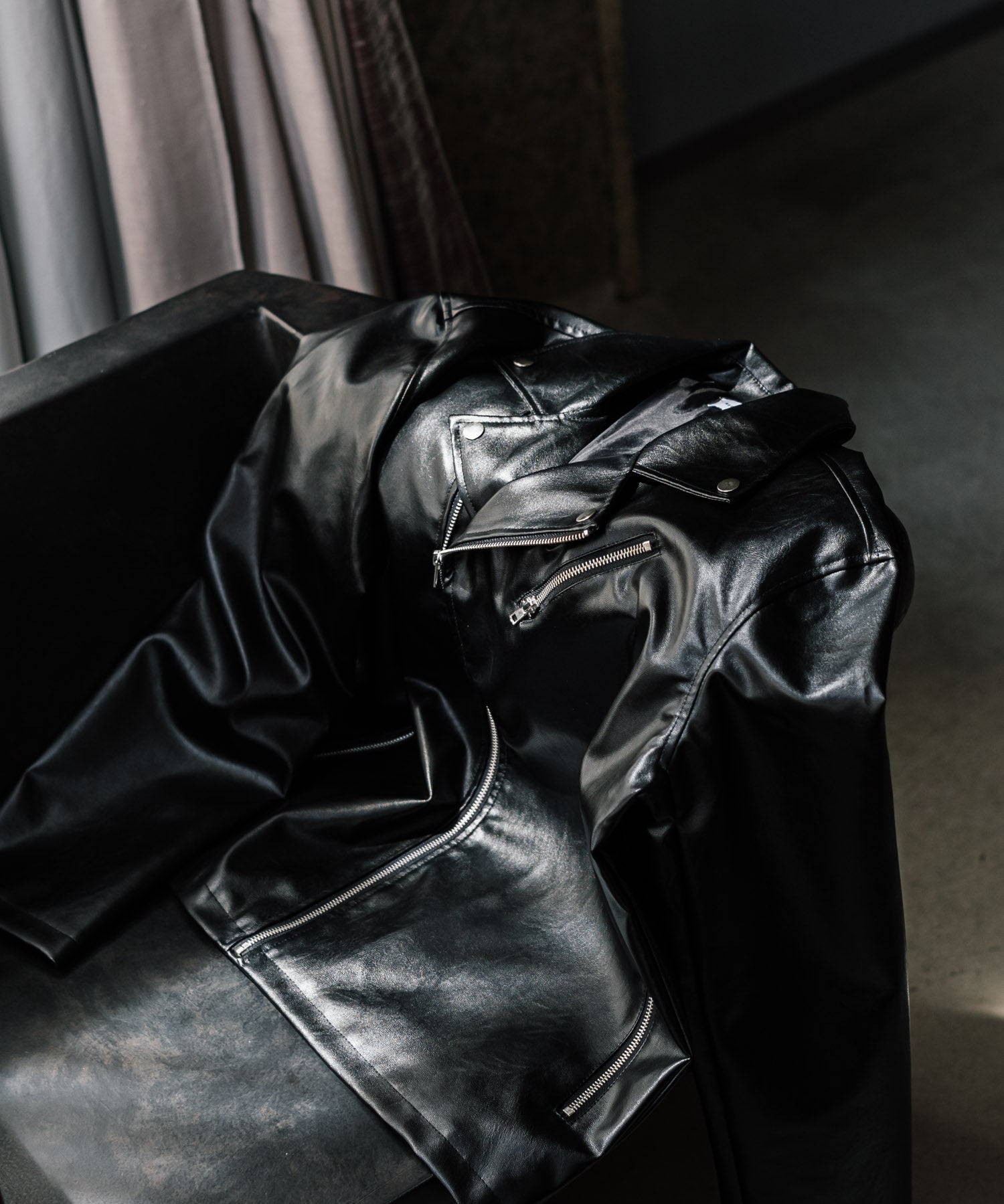 PUレザーダブルライダースジャケット 14682