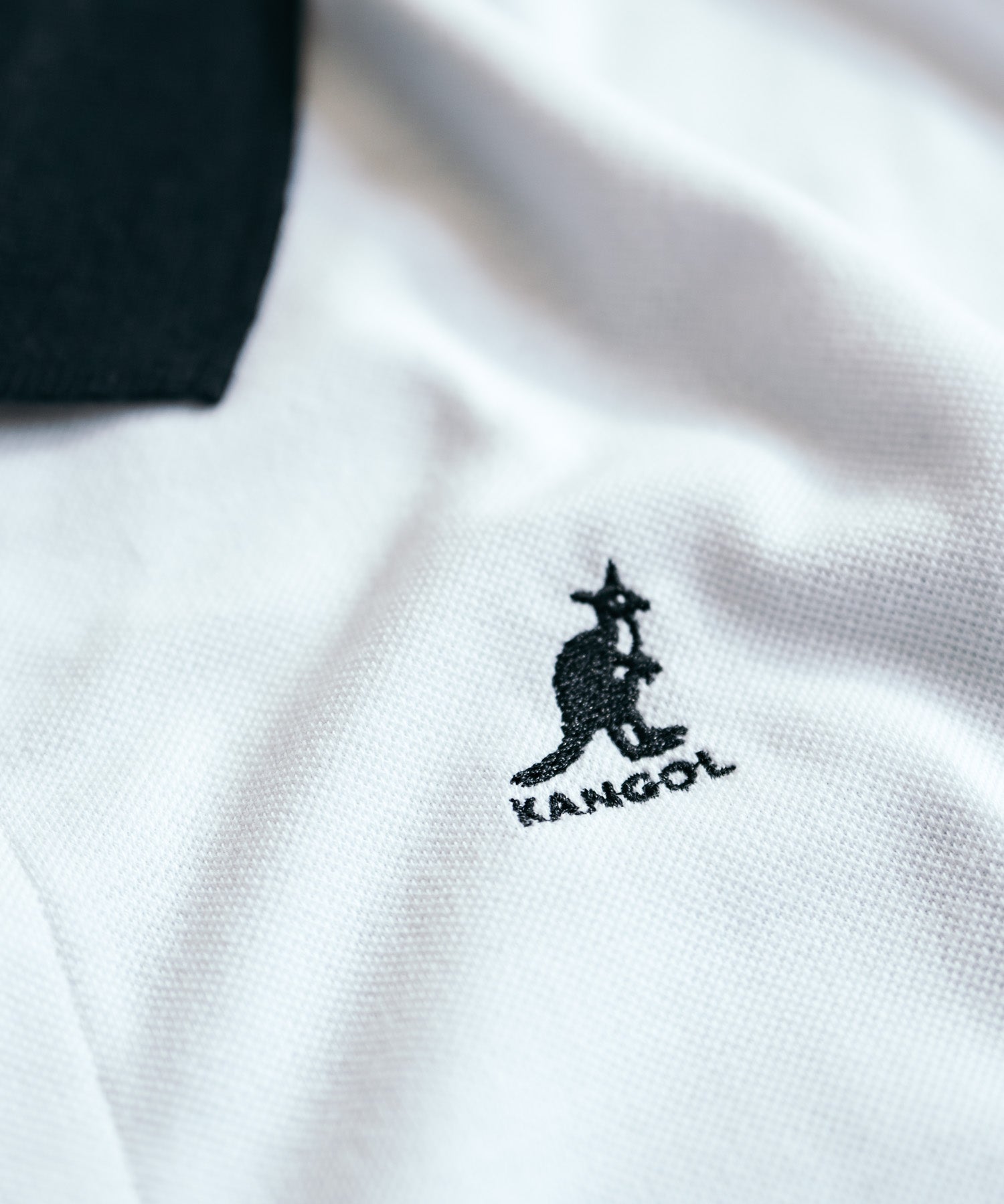 KANGOL カンゴール 別注コラボ 鹿の子クレリック/ラインリブ/ワンポイント刺繍オーバーサイズ半袖ポロシャツ