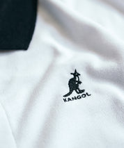 KANGOL カンゴール 別注コラボ 鹿の子クレリック/ラインリブ/ワンポイント刺繍オーバーサイズ半袖ポロシャツ