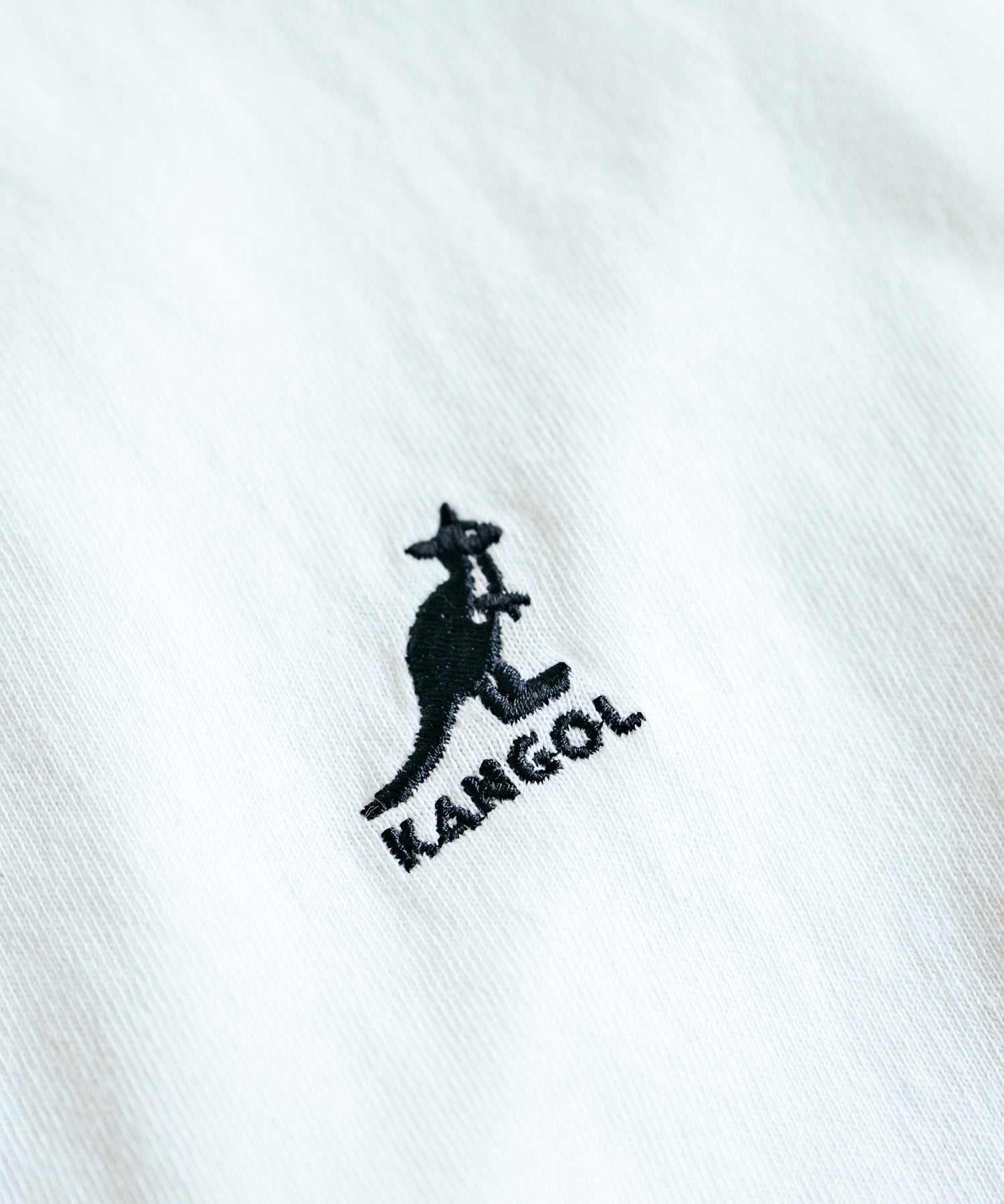 KANGOL 別注コラボ ワンポイントロゴ刺繍半袖クルーネックTシャツ 無地/リンガーネック
