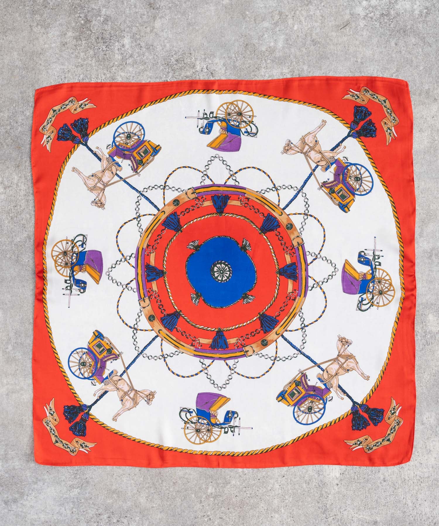 新色追加 スカーフリング付き 大判サイズ総柄スカーフ 12688