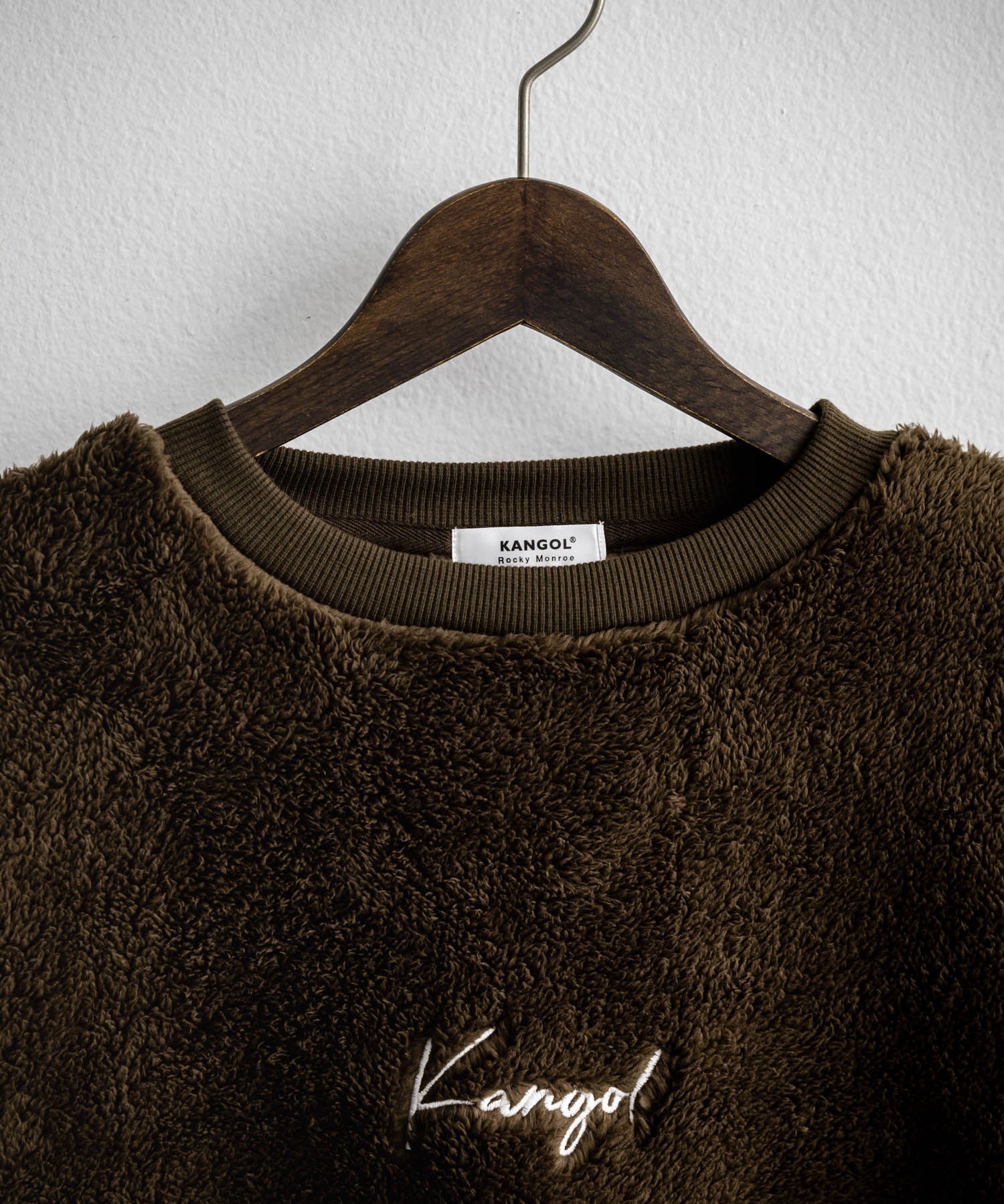 KANGOL カンゴール 別注コラボ ロゴ刺繍シャギーボアフリースクルーネックトレーナー 15988　