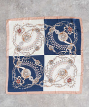 新色追加 スカーフリング付き 大判サイズ総柄スカーフ 12688