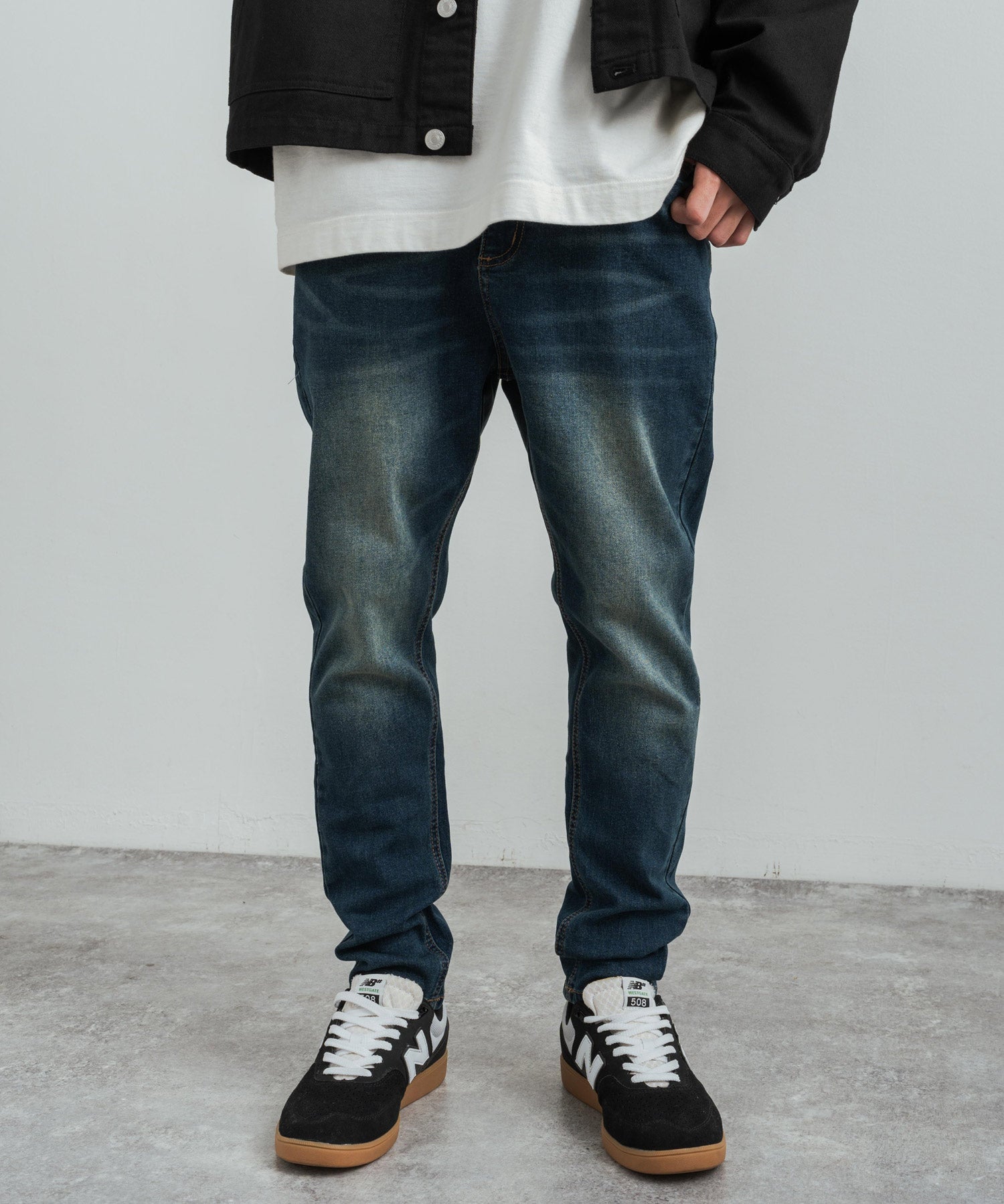 ストレッチデニム テーパードスキニーサルエルパンツ 12275