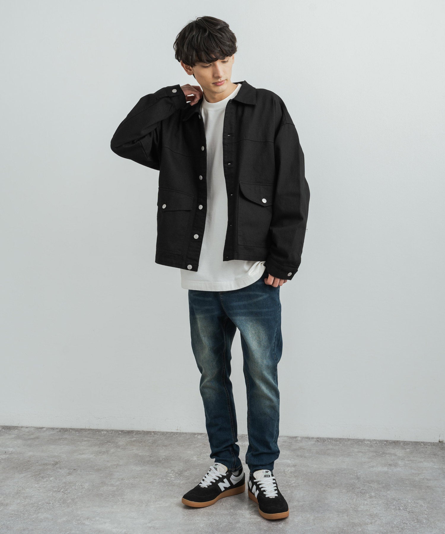 ストレッチデニム テーパードスキニーサルエルパンツ 12275