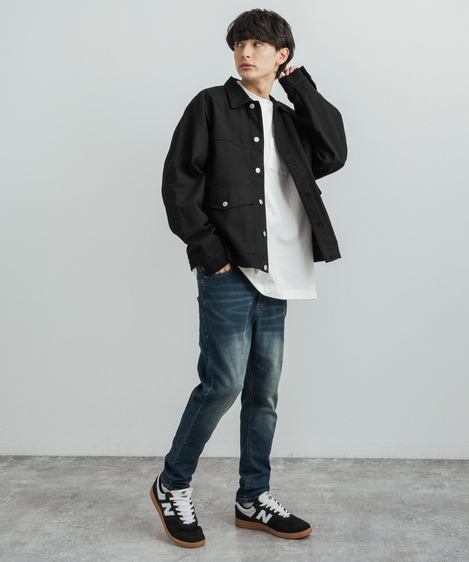 ストレッチデニム テーパードスキニーサルエルパンツ 12275