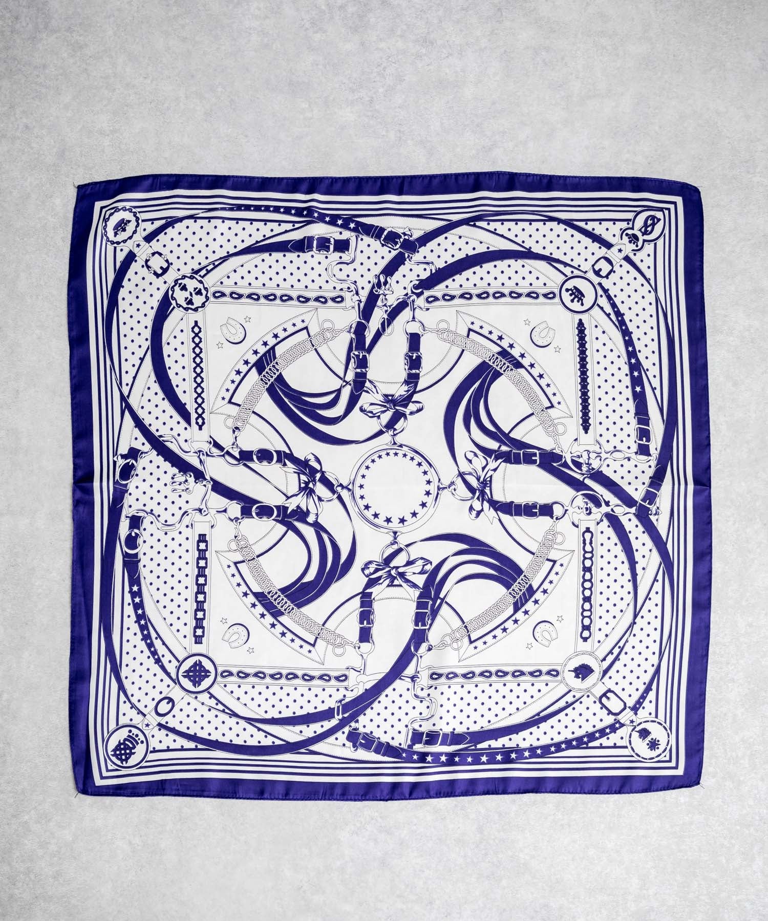 新色追加 スカーフリング付き 大判サイズ総柄スカーフ 12688