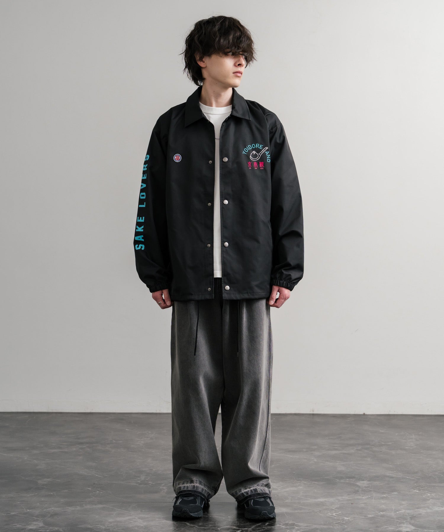 YOIDORE 酔いどれ × 京鼎樓 ジンディンロウ コラボ オーバーサイズ小籠包と酒刺繍コーチジャケット 14889