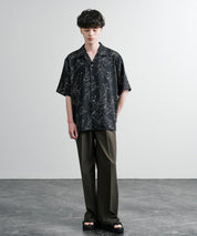 Upscape Audience アップスケープオーディエンス 日本製 国産 オーバーサイズ 丹後ライトアムンゼン 梨地 捺染マシンプリント半袖開襟シャツ AUD6608 14694