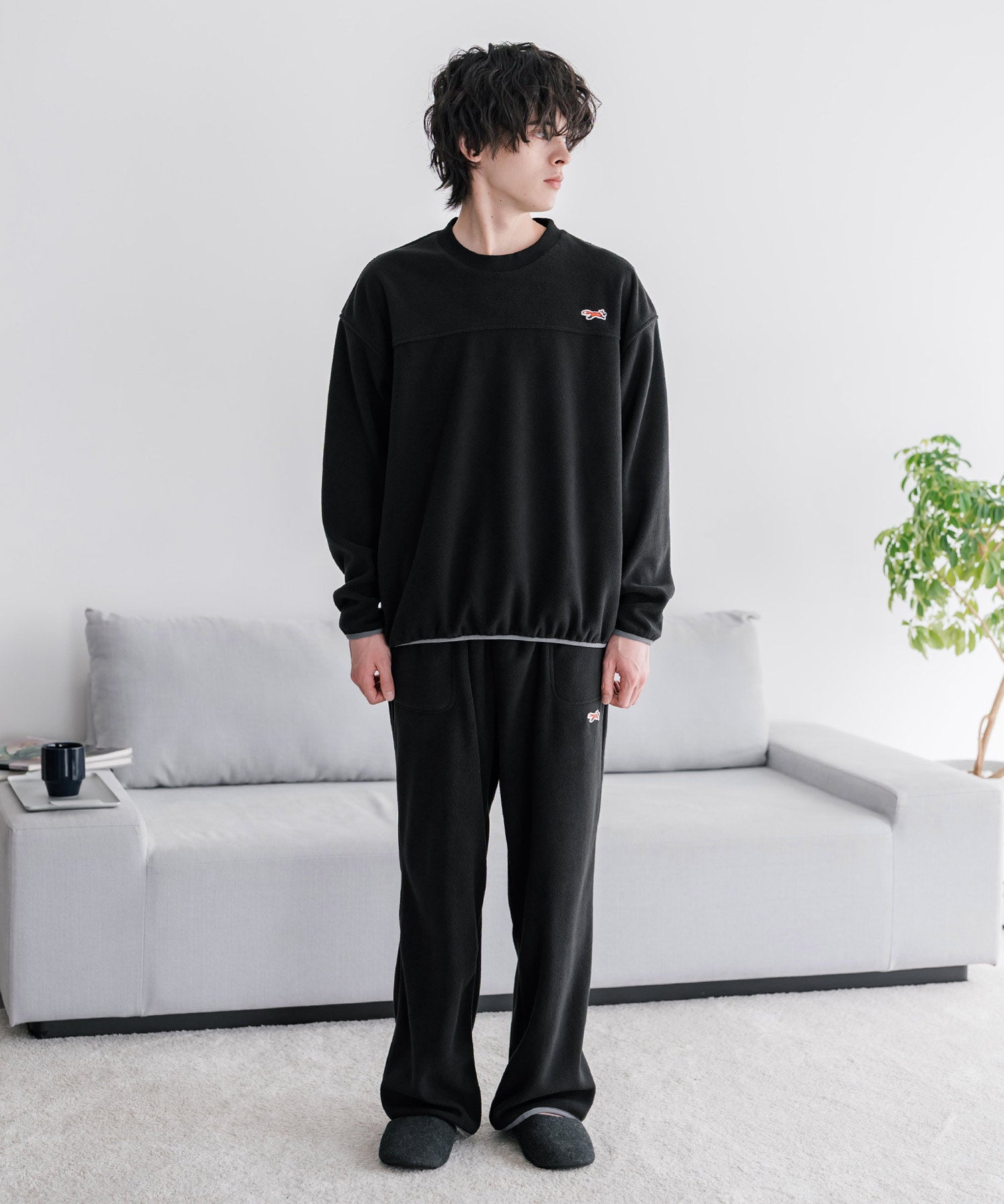 PENNEYS ペニーズ 別注コラボ マイクロフリースセットアップ/長袖クルーネックプルオーバー&ワイドイージーパンツ ルームウェア 16056