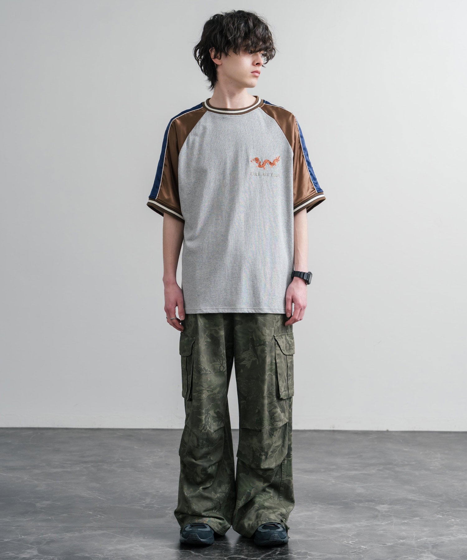 KRIFF MAYER クリフメイヤー スーベニア龍刺繍スカジャンTシャツ/リブラインラグランカットソー 2547202 15867