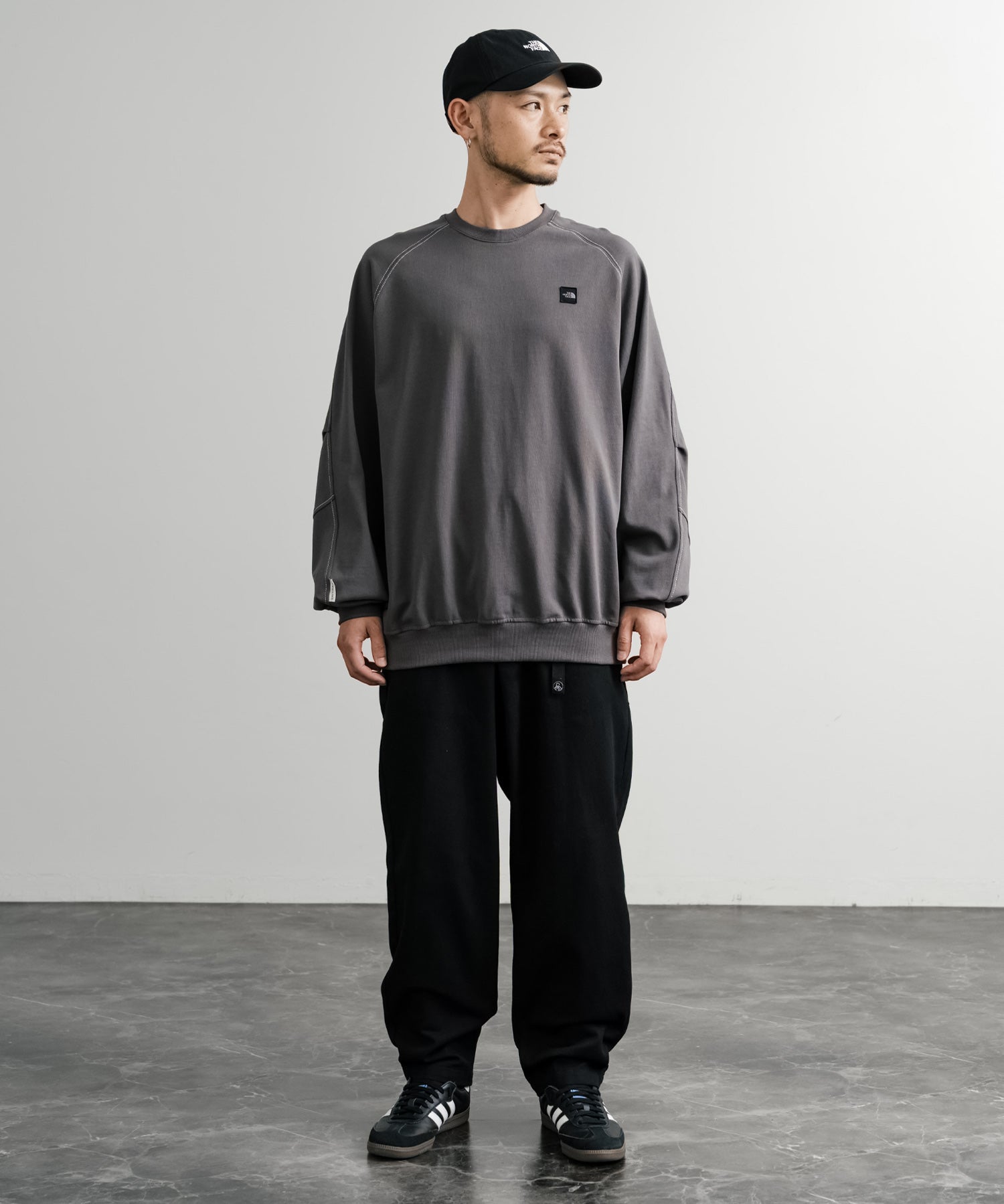 日本未展開モデル THE NORTH FACE ザ・ノースフェイス WHITE LABEL ホワイトレーベル MINI BOX STITCH SWEATSHIRTS オーバーサイズミニボックスロゴ刺繍ステッチスウェット 15064