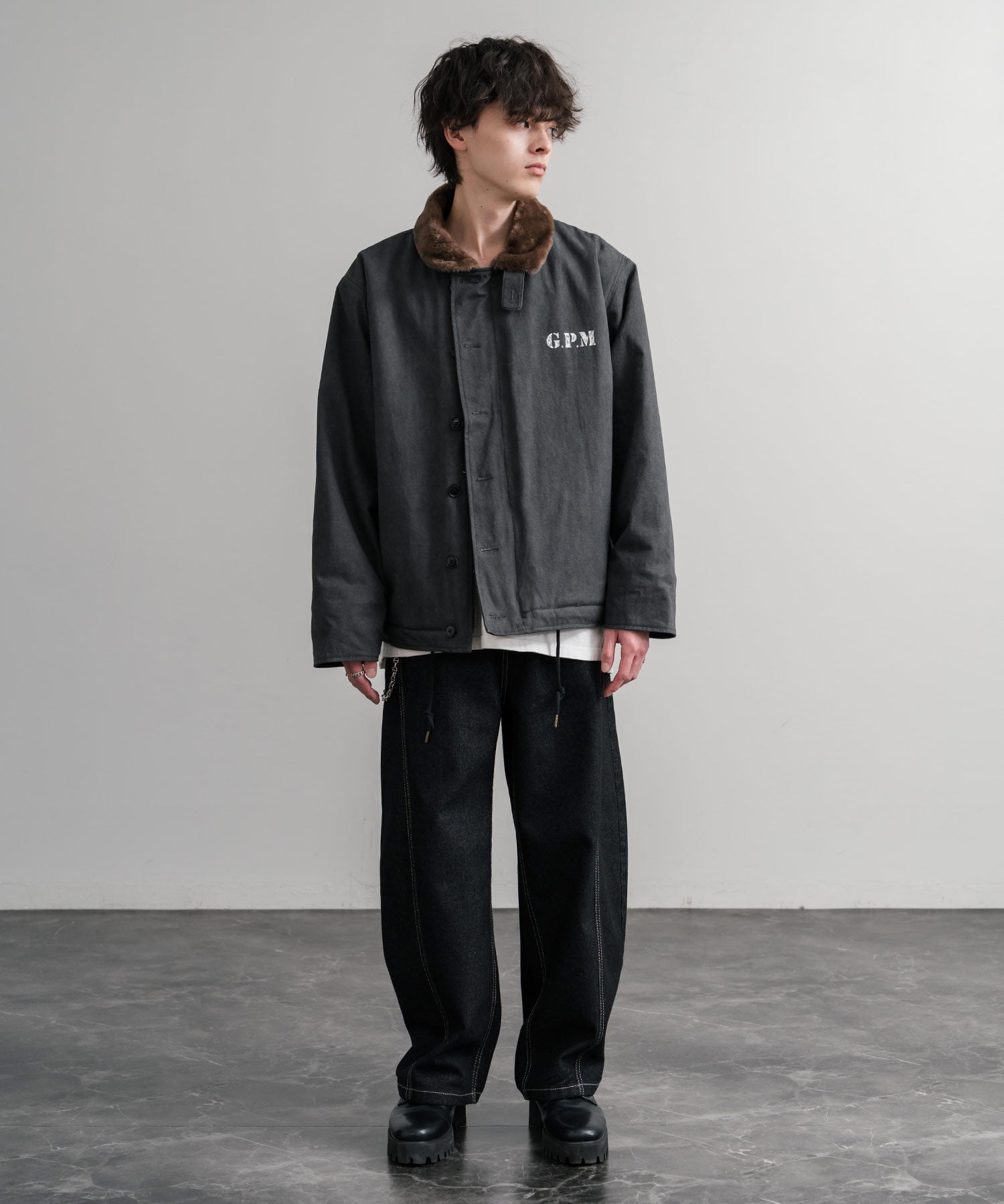 KRIFF MAYER クリフメイヤー バックグラフィックプリント裏ボアデッキジャケット 2525109 14969