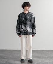 オーバーサイズ5Gジャガード編みアブストラクト柄クルーネックニットセーター 15193