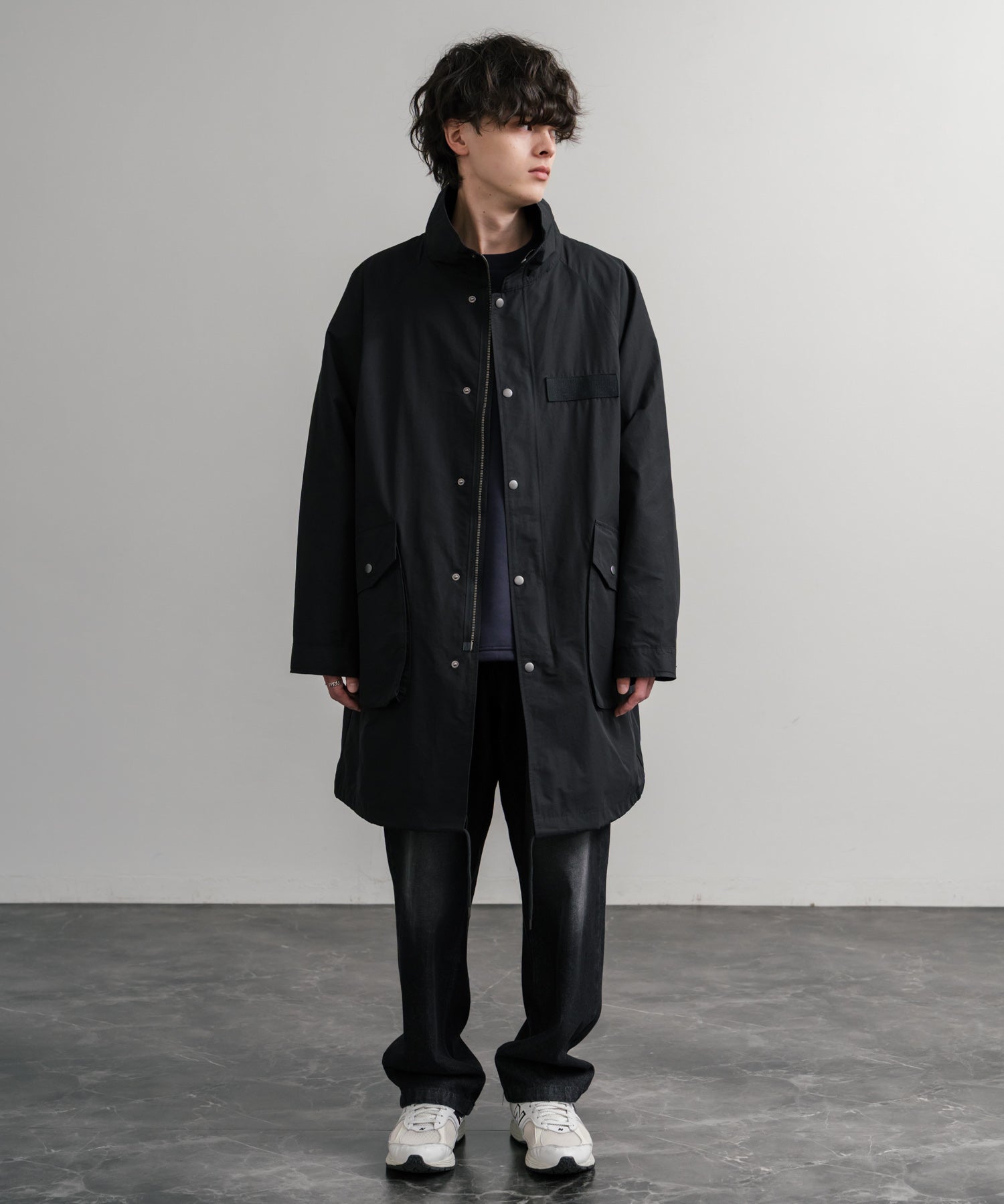 Audience オーディエンス 綿ナイロン高密度ポプリン M-90ロング丈スタンドネックモッズコート AUD7355 15252