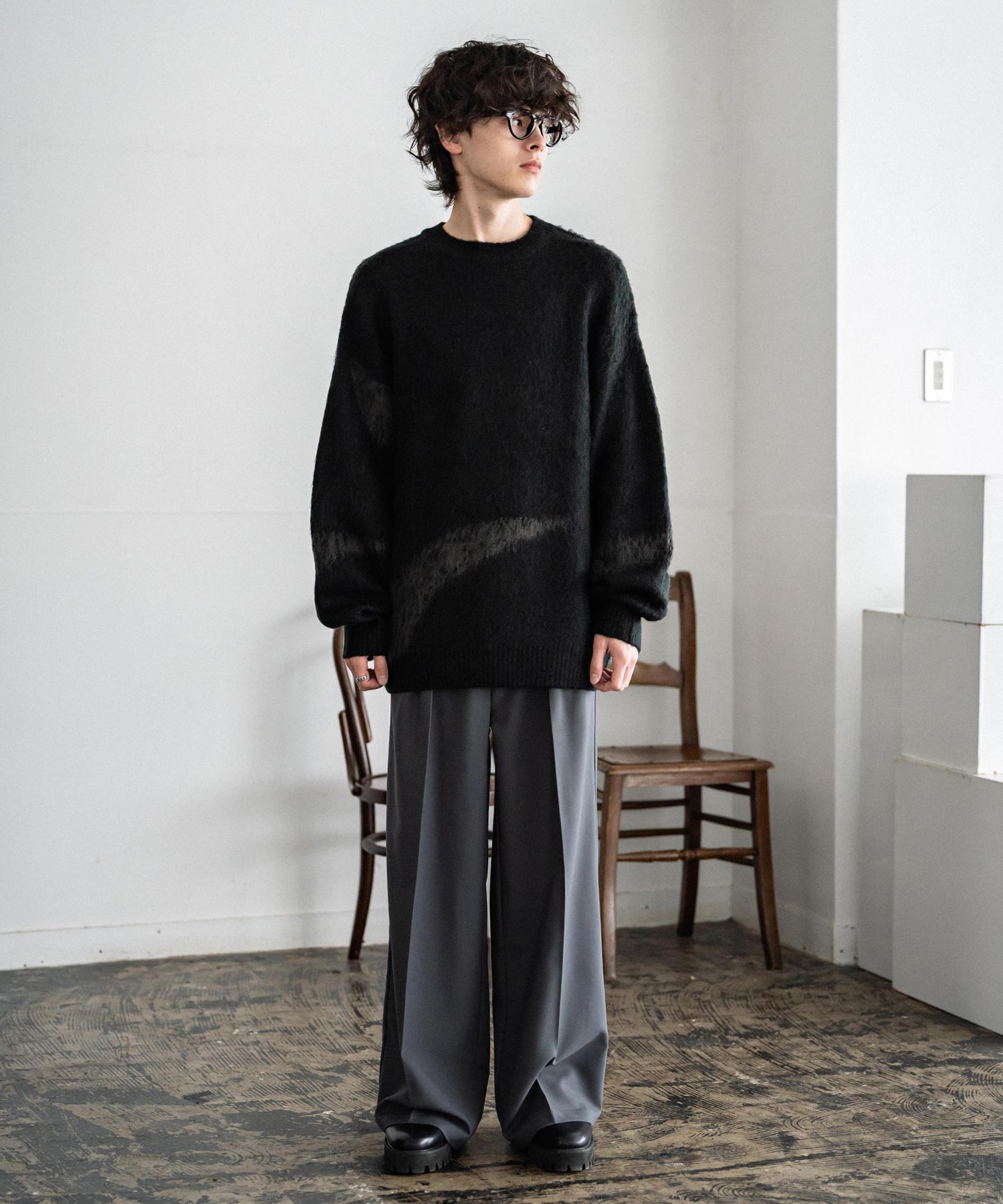 新色追加】オーバーサイズ モヘアライクグラデーションニット 13940