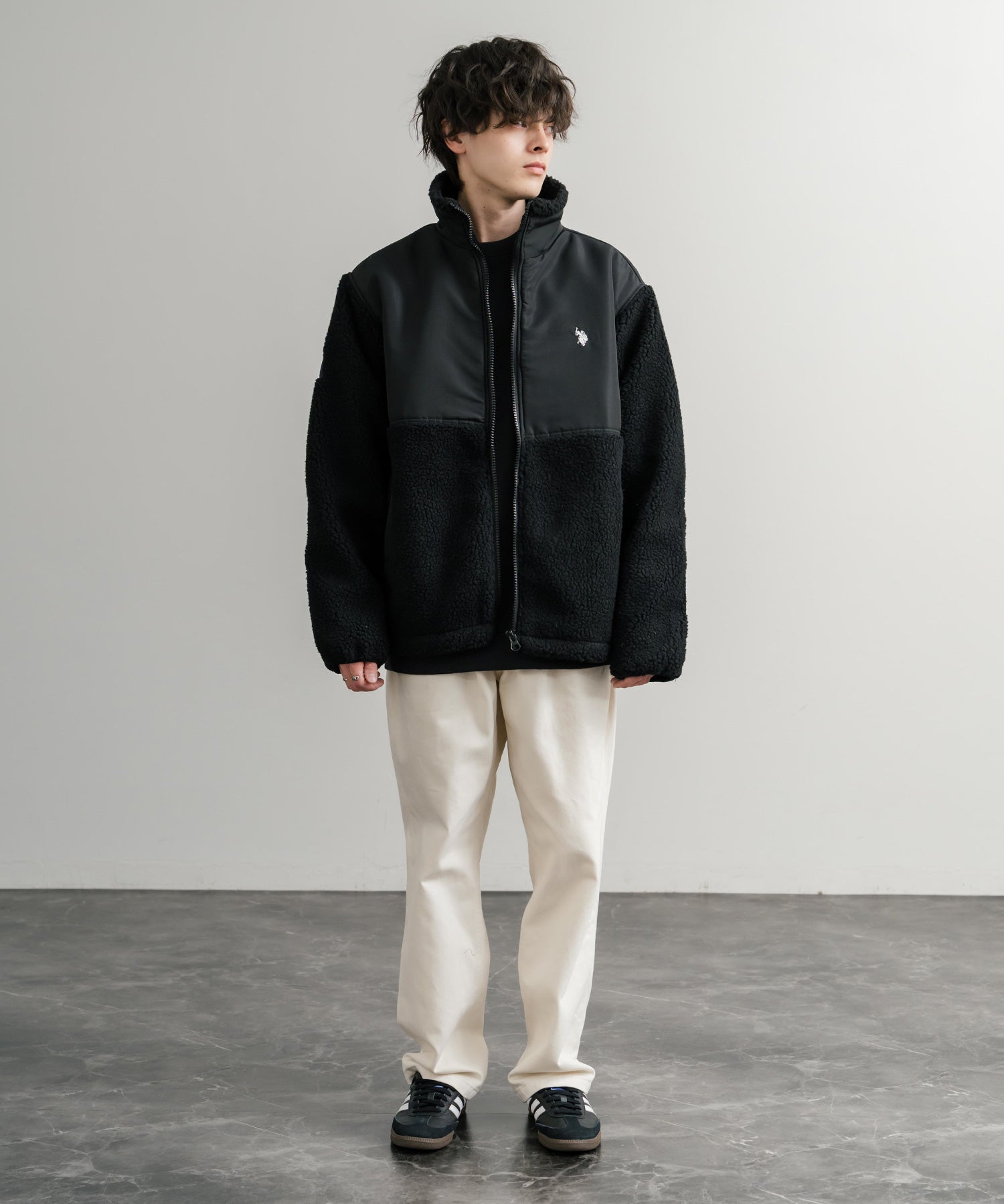 U.S. POLO ASSN. ユーエスポロアッスン BOA JACKET オーバーサイズワンポイントロゴ刺繍ボアジャケット 14865
