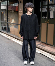 オーバーサイズシャギーニットセーター/クルーネック長袖プルオーバー 14549