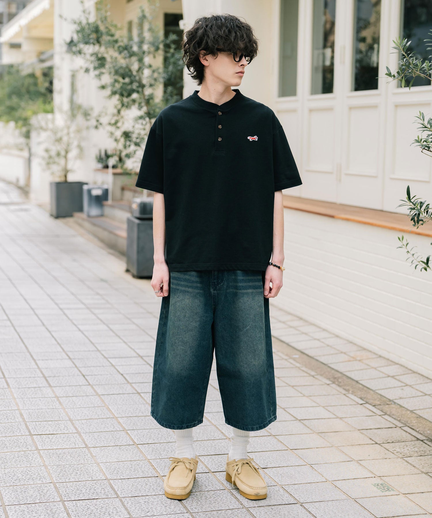 PENNEYS 別注コラボFOXワッペン鹿の子ヘンリーネック半袖Tシャツ 15620