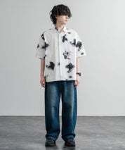 Upscape Audience アップスケープオーディエンス 日本製 国産 オーバーサイズGERMANスノーカモハーフスリーブシャツ AUD6719 16026