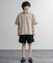 HOUSTON TWILL ALLOVER EMB EASY SHORTS コットンツイル総柄刺繍イージーワイドショートパンツ 16179