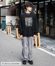 Universal City Studios LLC 別注コラボ オーバーサイズヴィンテージライクグラフィックプリント裏起毛スウェットトレーナー 15115