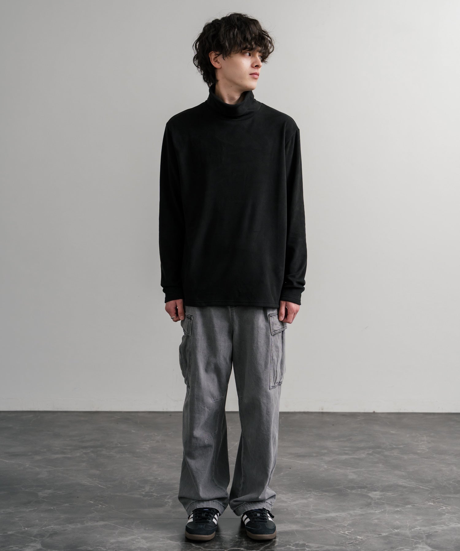 ストレッチフリースタートルネック長袖Tシャツ 14856