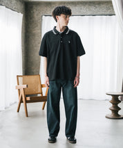 U.S. POLO ASSN. ユーエスポロアッスン 別注コラボ 無地/ラインリブ ワンポイントロゴ刺繍天竺半袖ポロシャツ