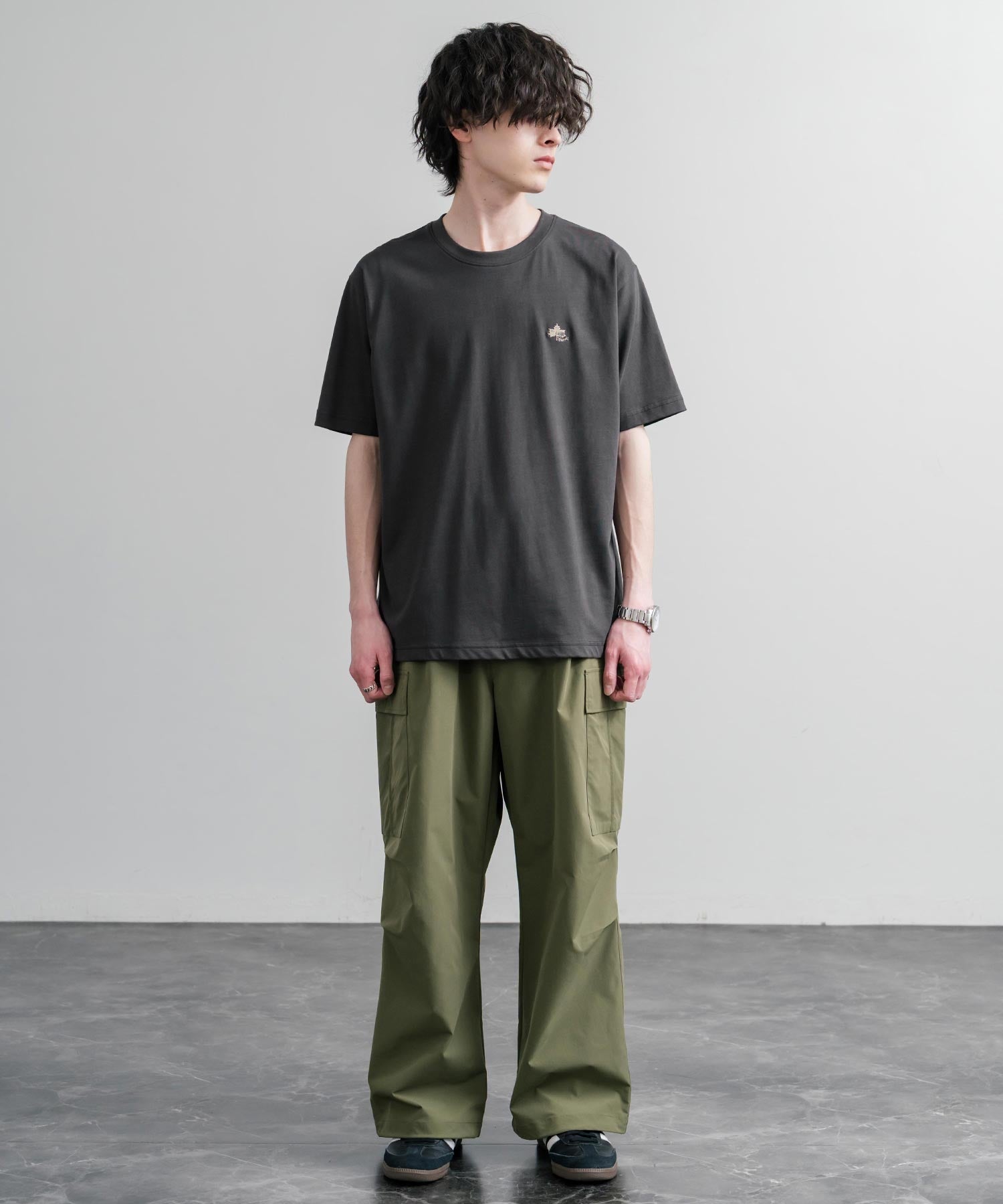 LOGOS ロゴス 吸汗速乾 スパイラルヤーンワンポイントロゴ刺繍半袖Tシャツ 15814