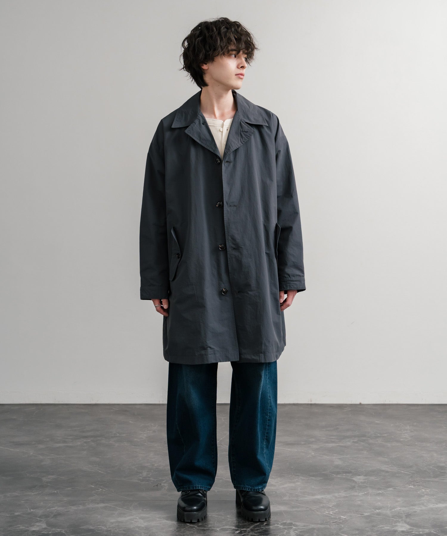 Audience オーディエンス 綿ナイロン高密度ポプリン M-51ロング丈モッズステンカラーコート AUD7356 15253