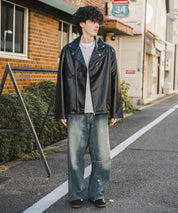 PUレザーダブルライダースジャケット 14682