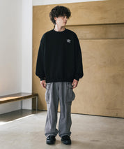 UMBRO アンブロ 別注コラボ オーバーサイズ裏起毛ワンポイントロゴ刺繍クルーネック長袖スウェット 16031
