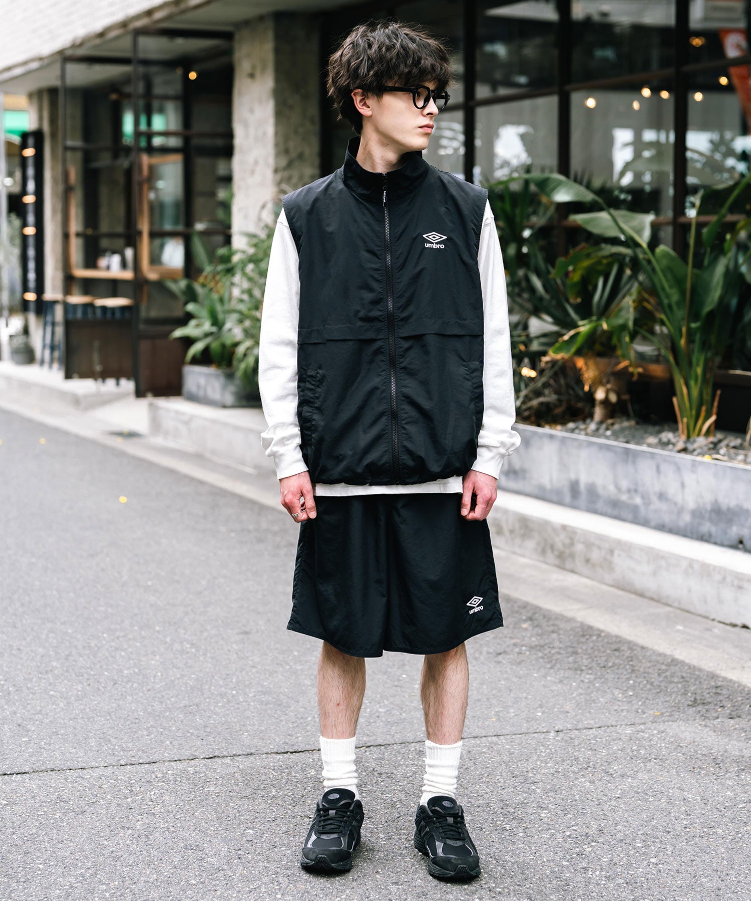 UMBRO アンブロ 別注コラボ ワンポイントロゴ刺繍ナイロンショートパンツ/ハーフパンツ セットアップ可能