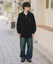 U.S. POLO ASSN. ユーエスポロアッスン 別注コラボオーバーサイズワンポイントロゴ刺繍畦編みハーフジップ長袖ニットセーター 16030